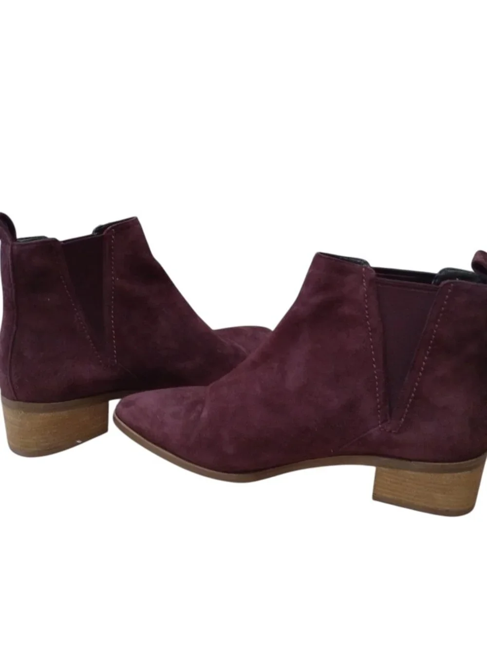 COLE HAAN Marinne Size 7.5B Suede Pointed Booties Wine/Burgundy Ankle Boot
